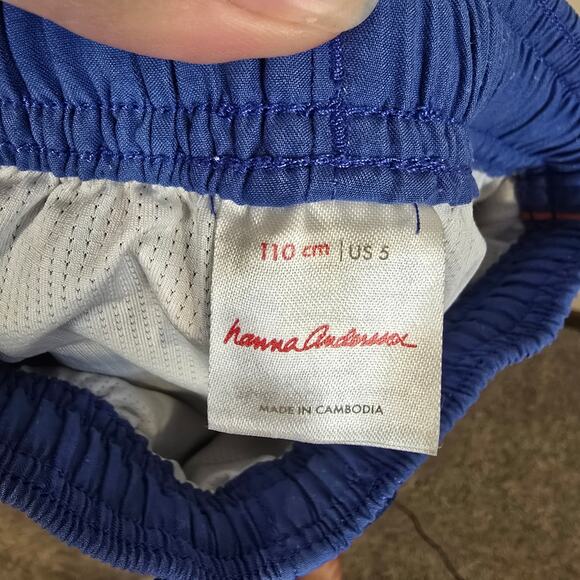 Boy's Hanna Andersson Blue Lined Swim Trunks | Size 5 (110) - Picture 6 of 6